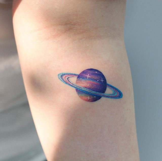 Colorful Saturn Tattoo by @saegeemtattoo - Tattoogrid.net