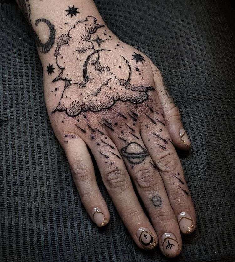 Cloud And Moon Tattoo by @thomasetattoos