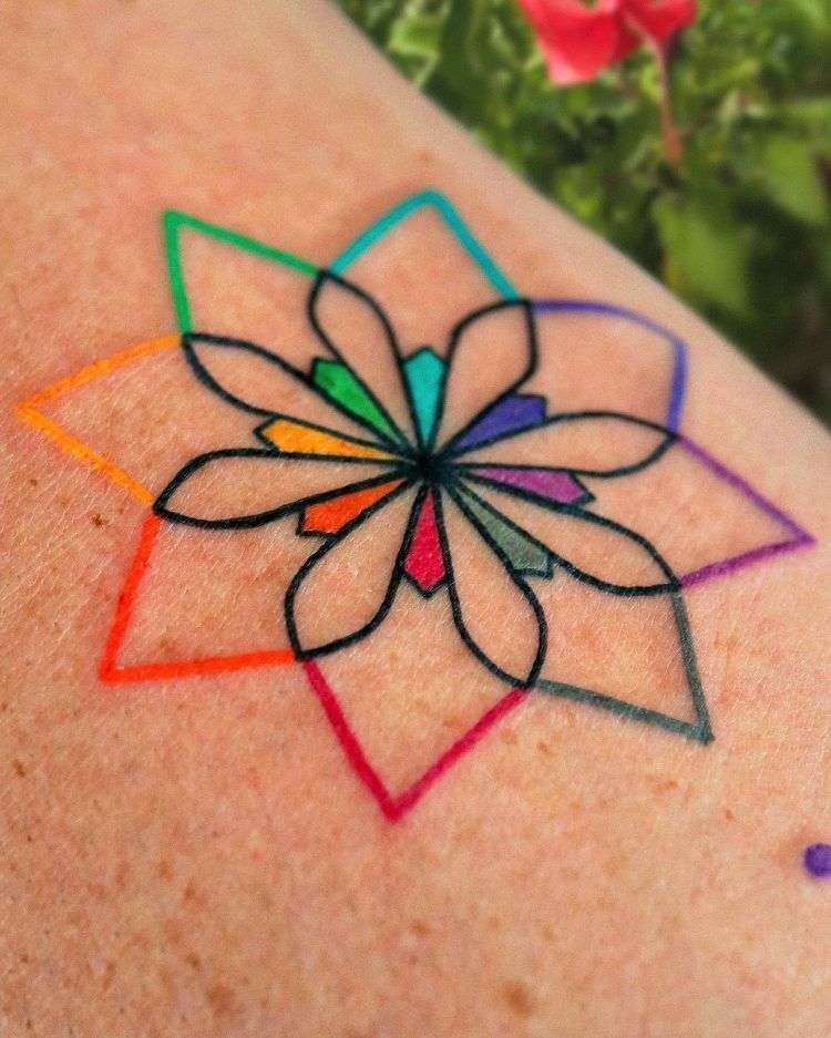 Rainbow Mandala Tattoo by @shiratwig