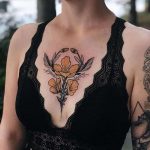 Sternum Flower Tattoo By @jentonic