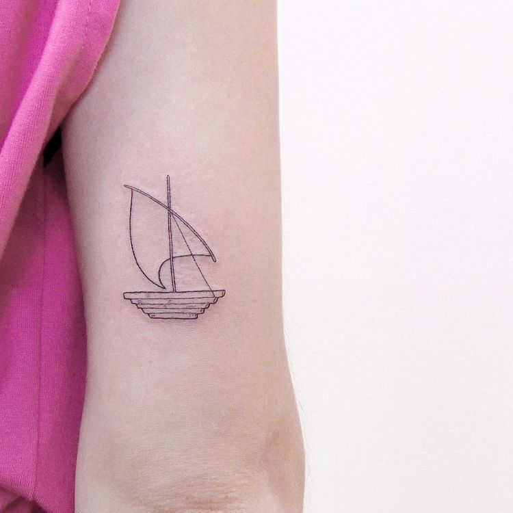 Tiny Boat Tattoo by @isaarttattoo