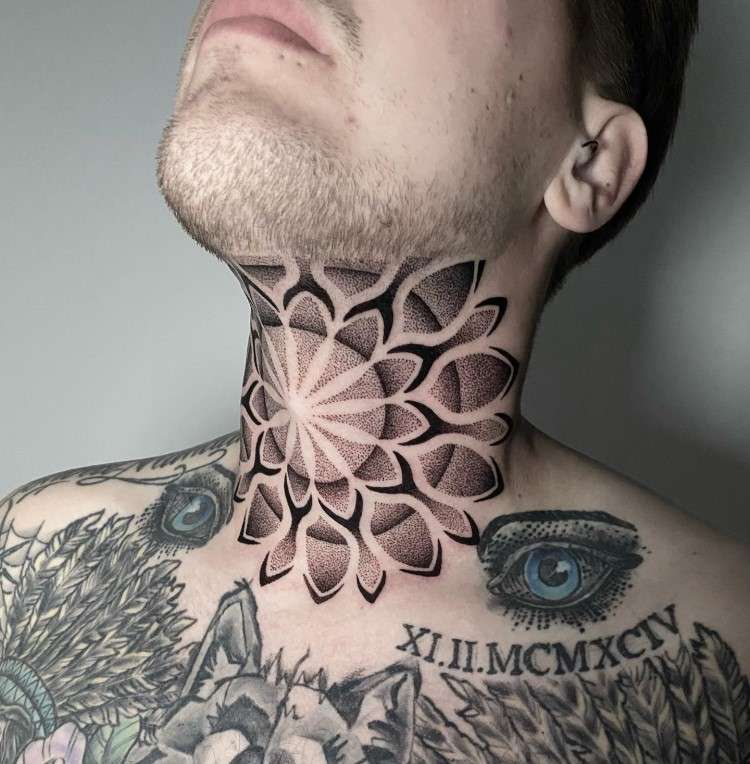 Neck Mandala Tattoo by @domjoeltattoo