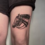 Blackwork Horse Head Tattoo by @justinoliviertattoo