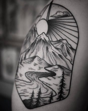 Geometric Mountain Tattoo by @patcrump