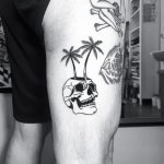 Tropical Skull Tattoo by @eva90s