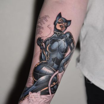 Cat woman tattoo by @dannyelliott_ink