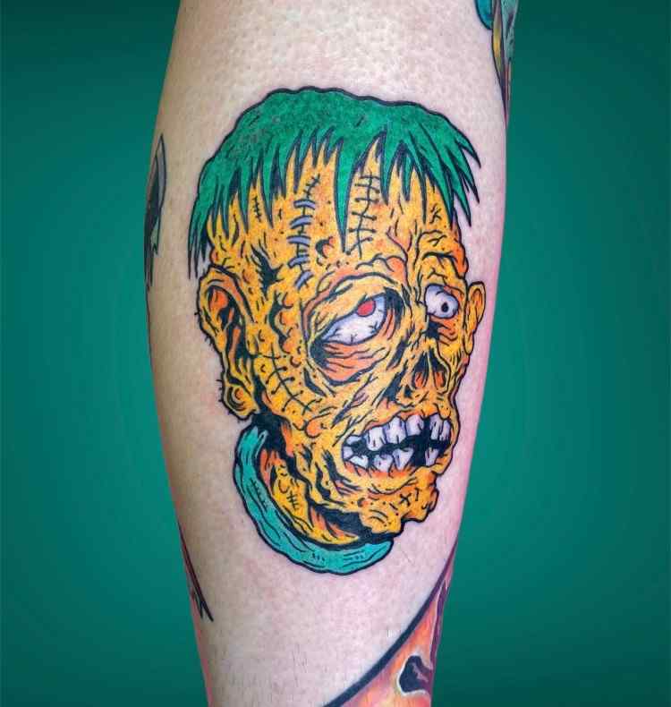 Colorful Rob Zombie Tattoo by @samxmobtattoos