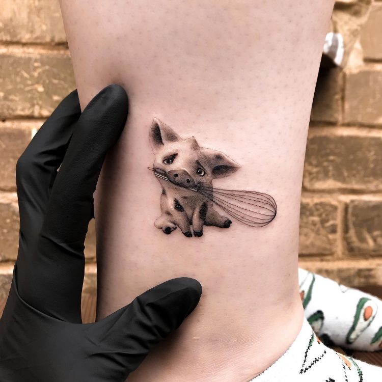 Cute Pua Tattoo On The Right Ankle by @ninostitches
