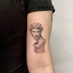 Dot-work Style David Bust Tattoo by @yeontaan