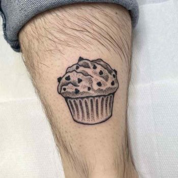 Dot-work Style Muffin Tattoo by @littlehawktattoo