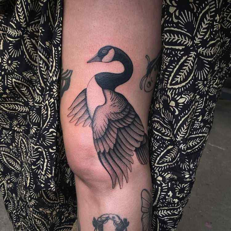 Large Canada Goose Tattoo by @dom_sylvain