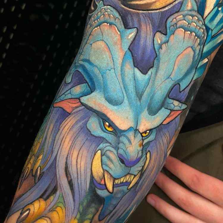 Lunastra From Monster Hunter Tattoo by @mutated_sushi