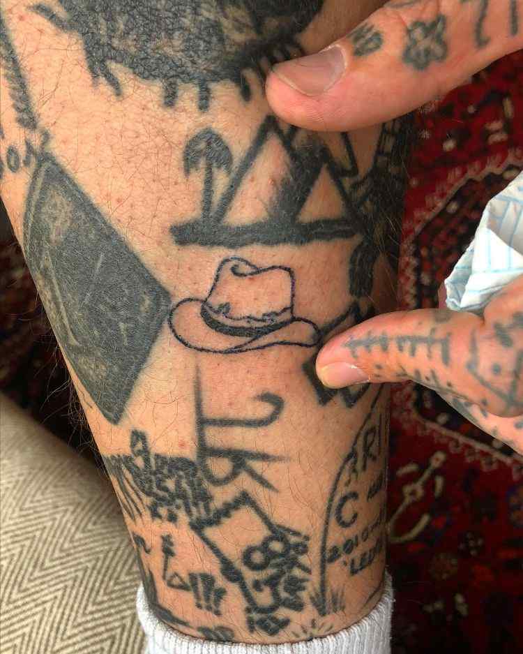 Simple And Small Cowboy Hat Tattoo by @adverse.camber
