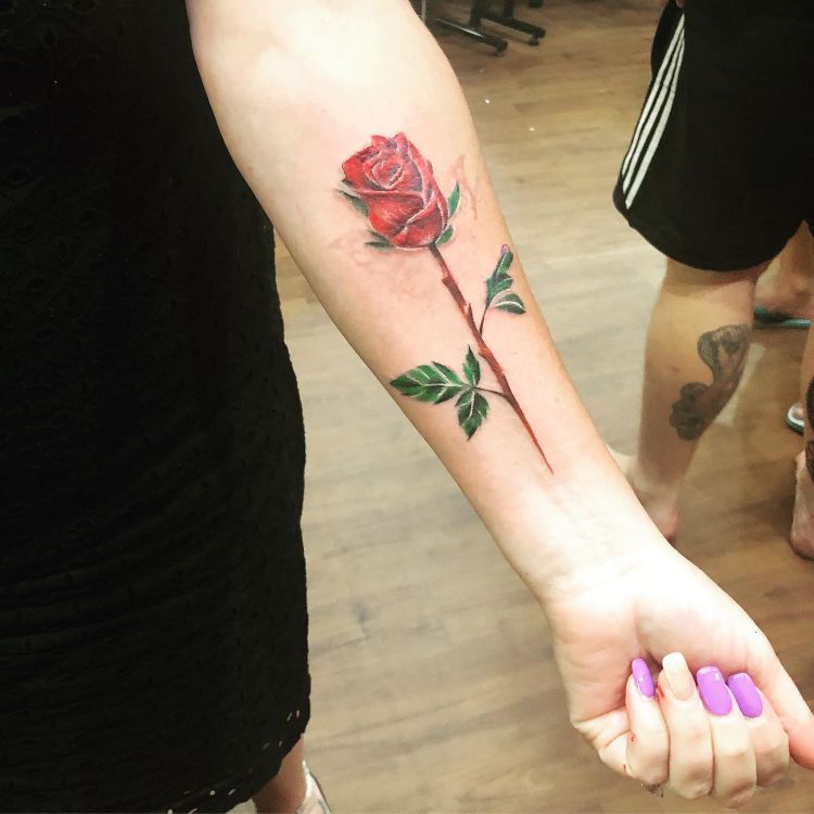Thorny rose tattoo by @nicolesarah0903