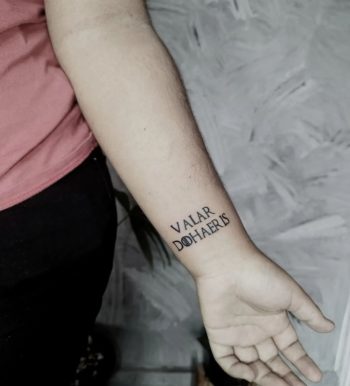 Valar Dohaeris Tattoo On A Wrist by @amuletotattoo