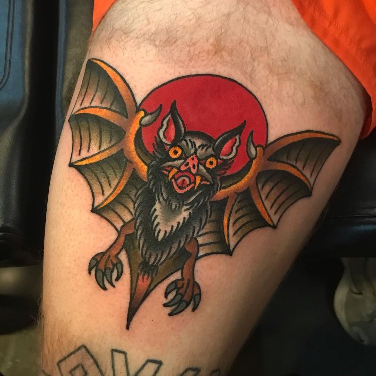 Bat Tattoo Traditional Style by @joshjohnsons4l