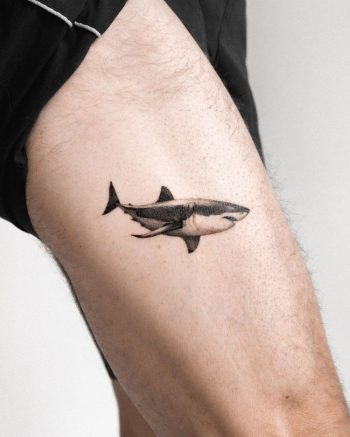 Black And White Shark Tattoo by @willfinchdesign