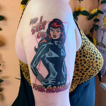 Black Widow Marvel Tattoo by @littlerachtattoo