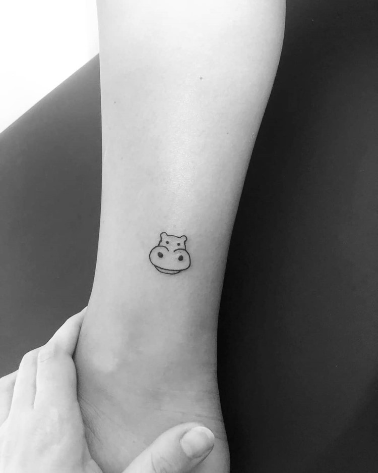 Cute Hippo Tattoo by @leorprice