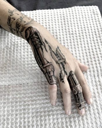 Cyborg Robot Hand Tattoo by @spiral_spirit_tattoo