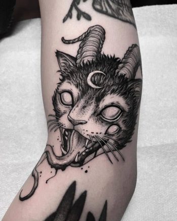 Devil Cat Tattoo by @virus80817