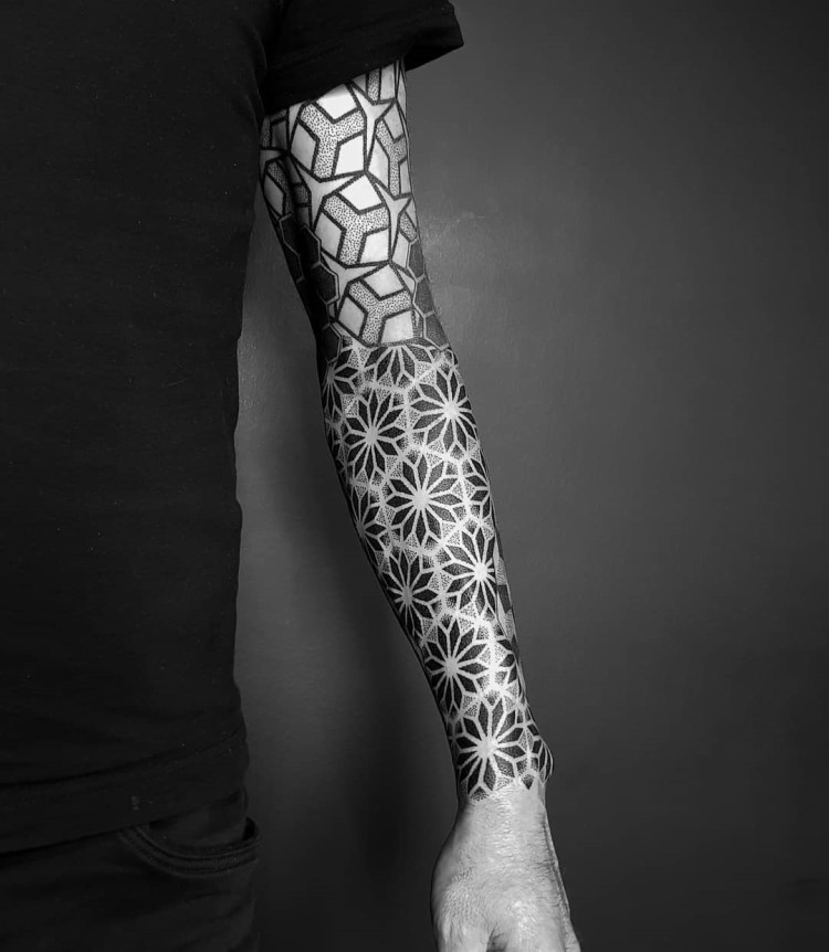 Hexagon Tattoo Sleeve by @tom__ten