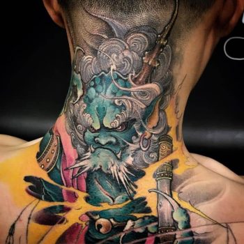 Japanese Thunder God Tattoo by @yan_jingdiaotattoo