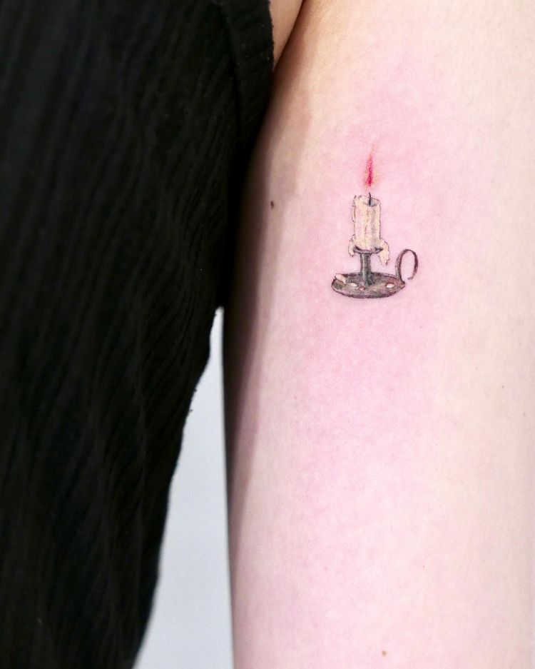 Minimalist Candle Tattoo by @ovehwa