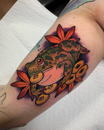 Money Toad Tattoo by @parkerhollietattoo