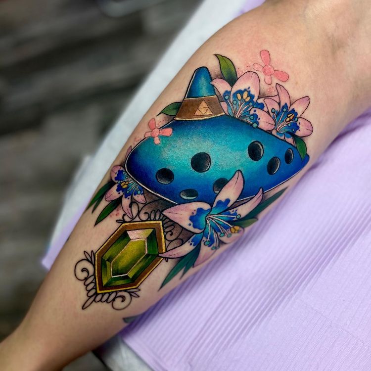 Ocarina Tattoo by @honey.bea.tattoos