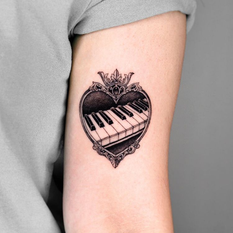 Piano Key Tattoo by @hanstattooer