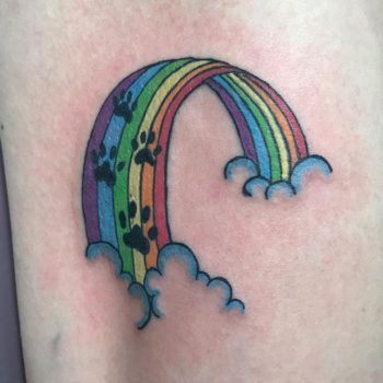 Rainbow Bridge Paw Print Tattoo by @emmdudetattoos