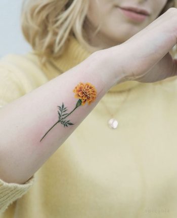 Realistic Marigold Tattoo by @picsola