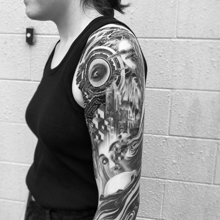 Surreal Tattoo Sleeve by @derogtattoo