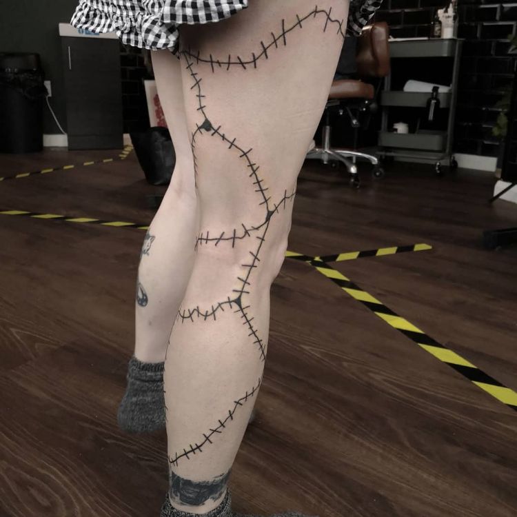 Tattoo Of Stitches by @lyndsey.fatestattoo