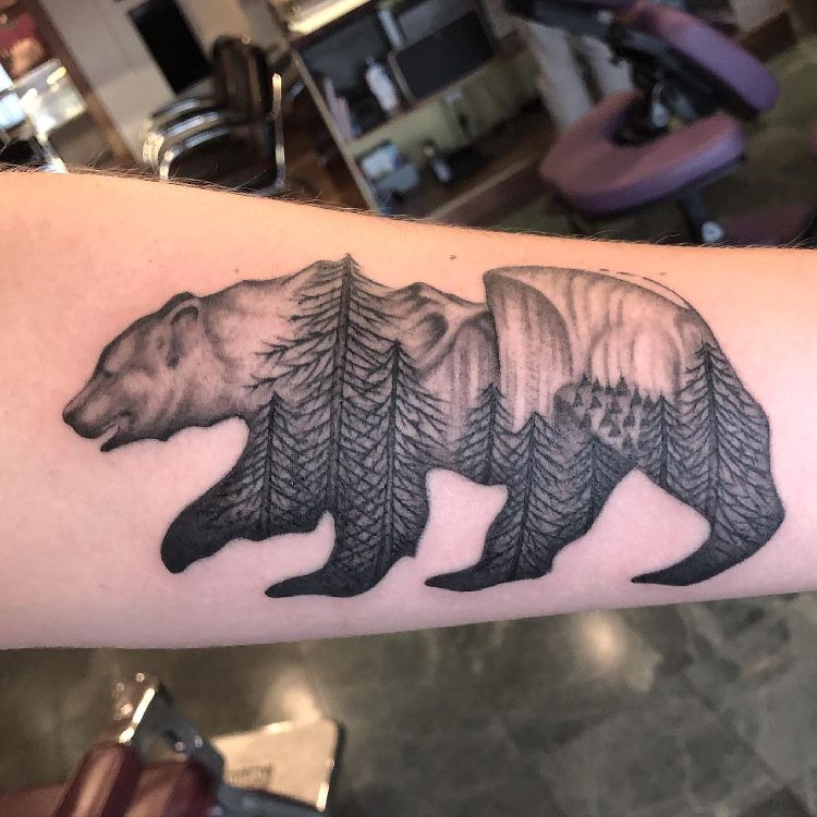 California Grizzly Bear Tattoo by @tibotattoo