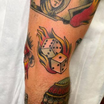 Dice On Fire Tattoo by @jerryjames_tattoos