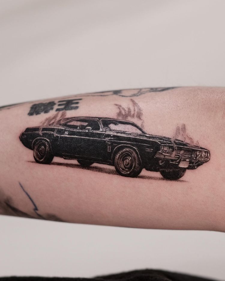 Dodge Challenger Tattoo by @tattooist340