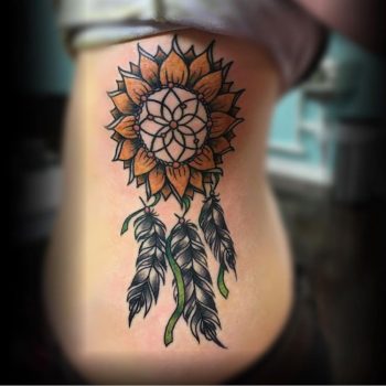 Dreamcatcher Sunflower Tattoo by @nine1873