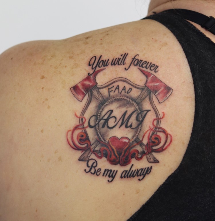 Firefighter Wife Tattoo by @nshantiart