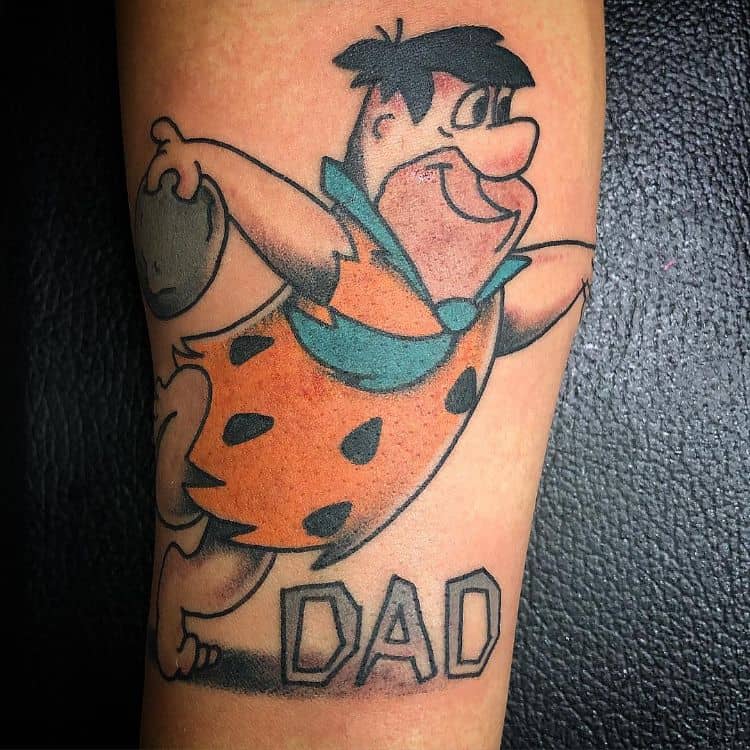 Fred Filntstone Tattoo by @diegocalacatattoo