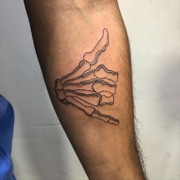 Hang Loose Skeleton Hand Tattoo by @mexupaunhuevo