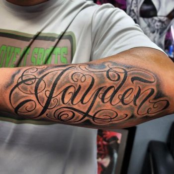 Jayden Name Tattoo by @sacredartofsa