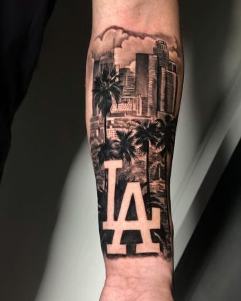 LA Dodger Tattoo by @dame.arte