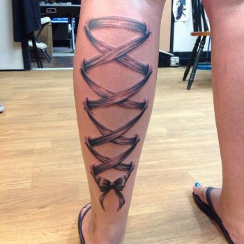 Leg Corset Tattoo by @whitneyw_art
