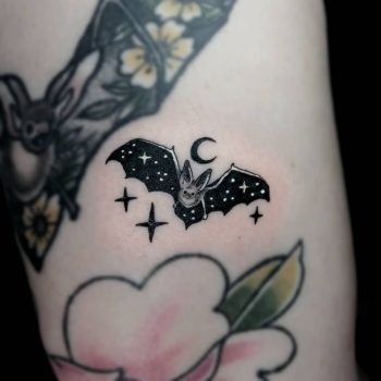 Mini Small Bat Tattoo by @needle.mistress
