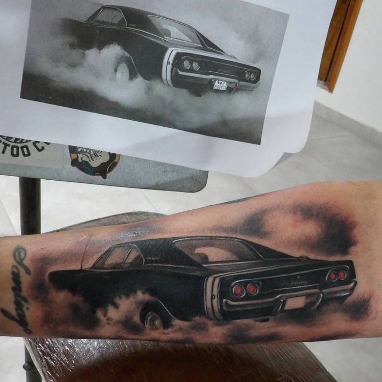 Muscle Cars Tattoo by @gillitattoo