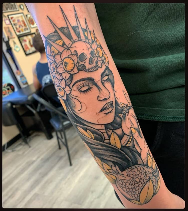 Persephone Goddess Tattoo by @seansalasnytattoo