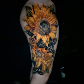 Realistic 3D Sunflower Tattoo by @ emilystewartist