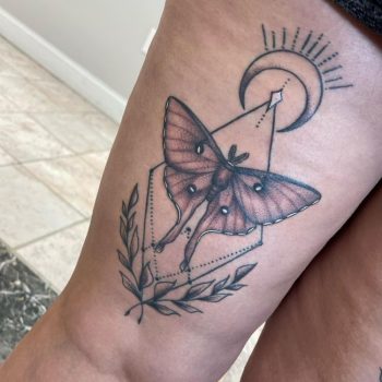Sacred Geometry Luna Moth Tattoo by @toreynicole.tattoos